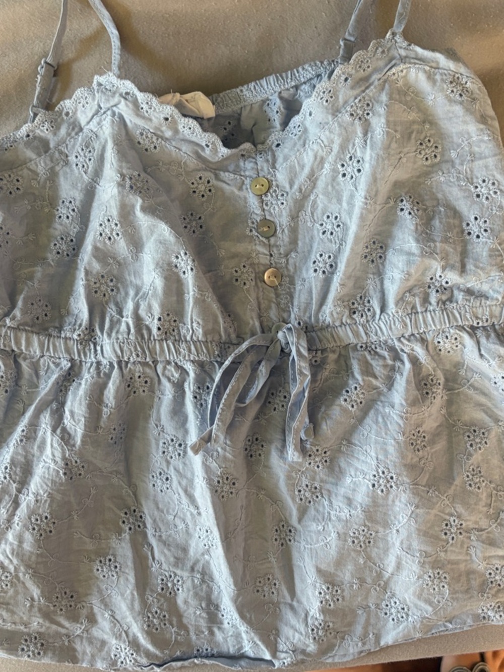 Hippie Rose Light Blue Eyelet Button-Front Camisole